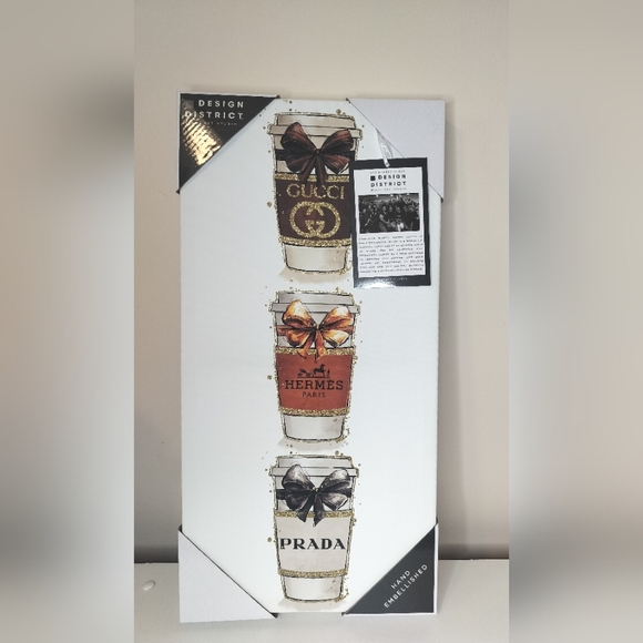 Other - ✨☕ Glitter Coffee Cup Designer Themed Canvas Artwork ✨☕